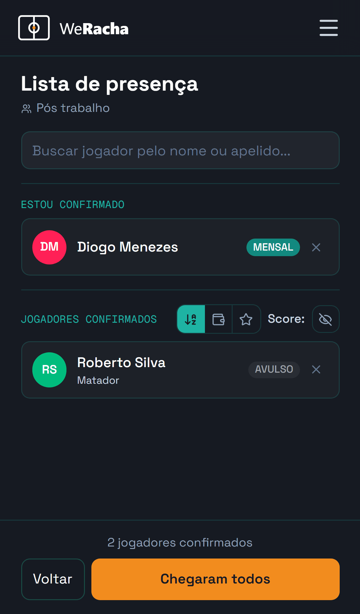 tela de check-in
